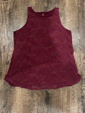Maurices Burgundy Sleeveless Lace Tank Top